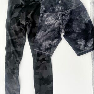 lululemon athletica Kids Black Camo Leggings and Tie-Dye Shorts